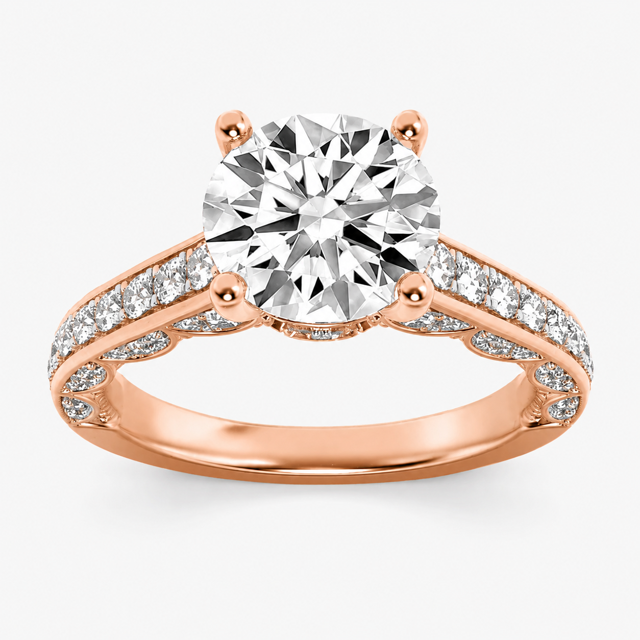 2.00 CT Round Cut Lab Grown Diamond Hidden Halo Side Stone Solitaire Ring