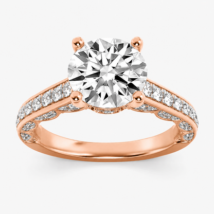 2.00 CT Round Cut Lab Grown Diamond Hidden Halo Side Stone Solitaire Ring