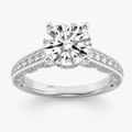 2.00 CT Round Cut Lab Grown Diamond Hidden Halo Side Stone Solitaire Ring