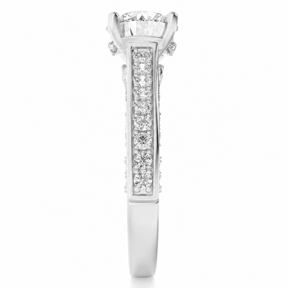 2.00 CT Round Cut Lab Grown Diamond Hidden Halo Side Stone Solitaire Ring