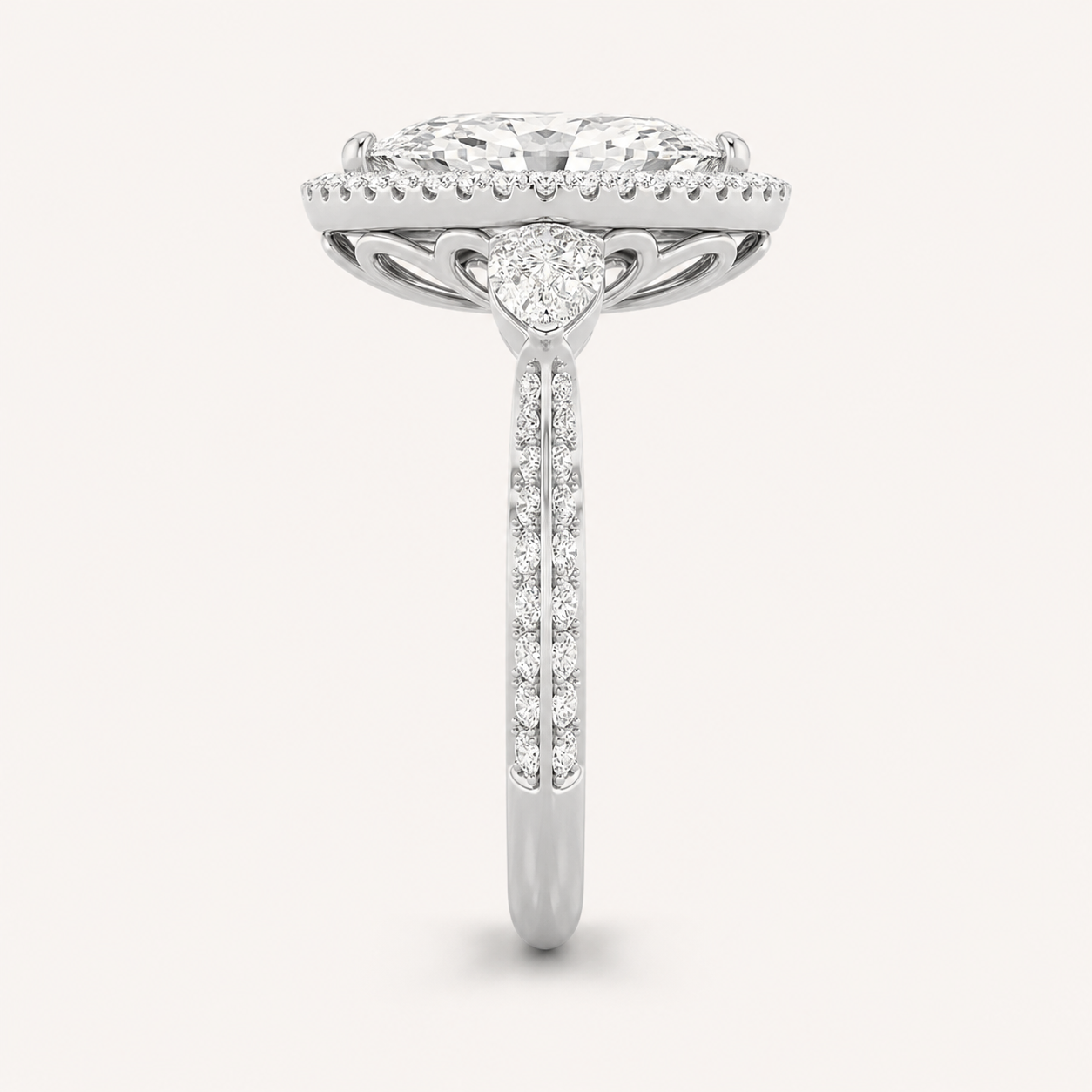 6.5 CT Marquise Cut Lab Grown Diamond Bold Statement Accented Ring
