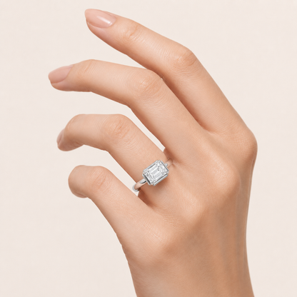 1.5CT Emerald Cut Lab Grown Diamond East West Solitaire Ring