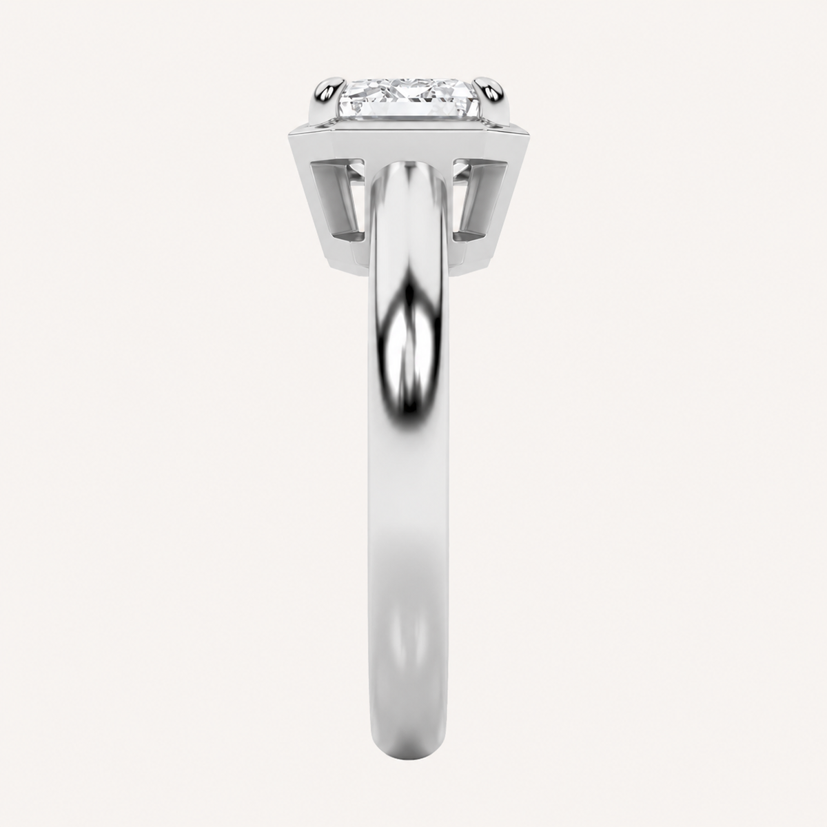 1.5CT Emerald Cut Lab Grown Diamond East West Solitaire Ring