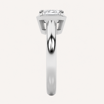 1.5CT Emerald Cut Lab Grown Diamond East West Solitaire Ring