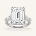 8.5 CT Emerald Cut Lab Grown Diamond Bold Statement Accented Ring