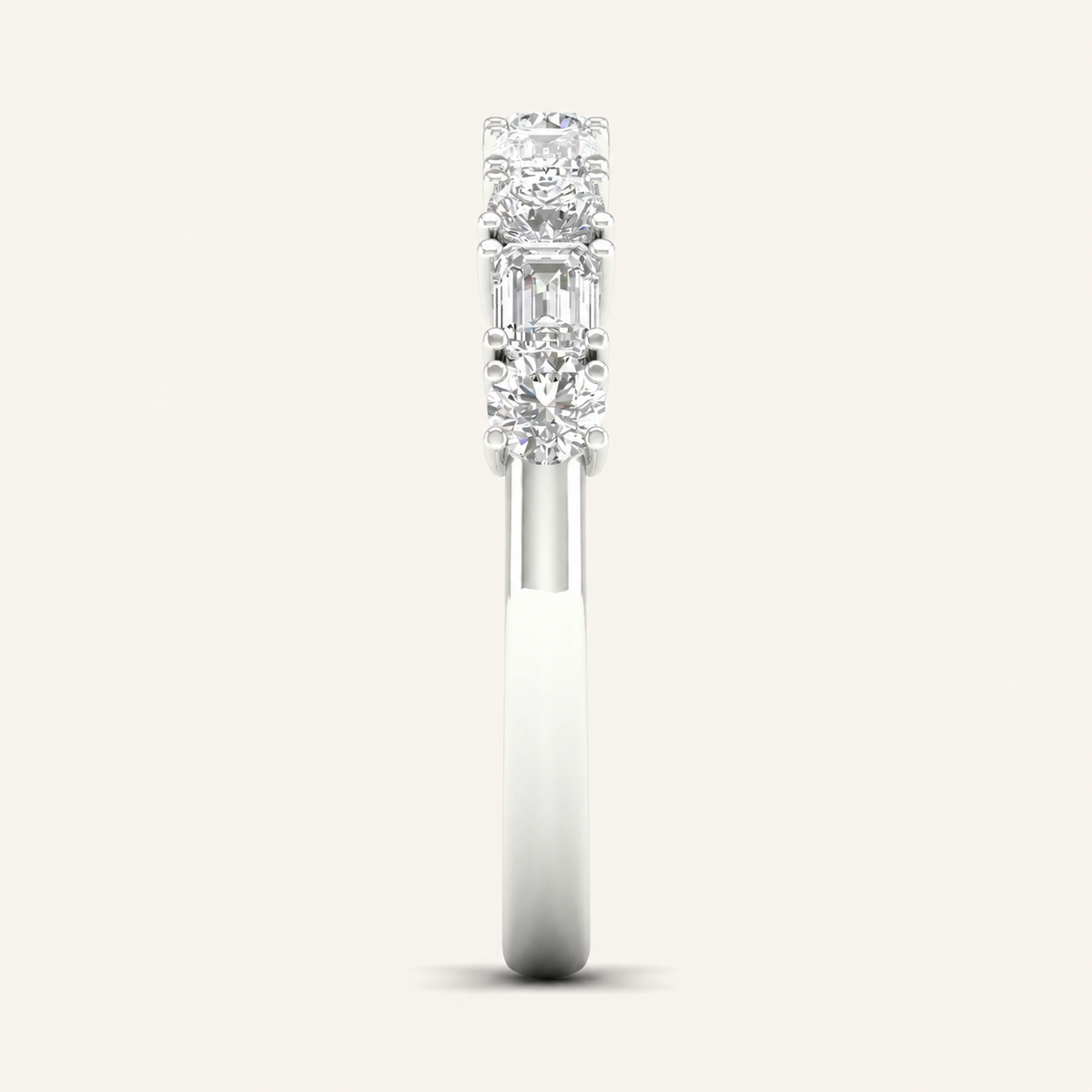 1.0CT Emerald And Round Cut Certified Lab Grown Diamond Band