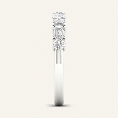 1.0CT Emerald And Round Cut Certified Lab Grown Diamond Band