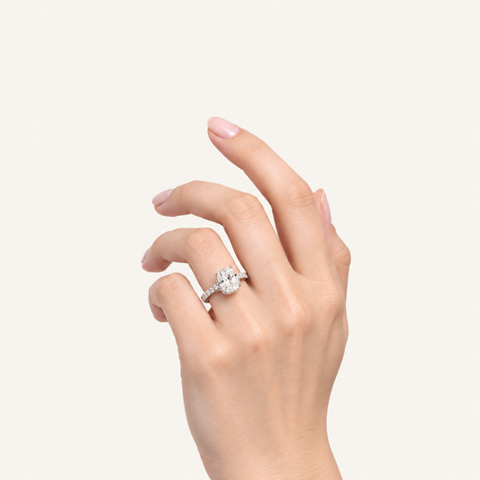 6.00CT Oval Cut Lab Grown Diamond Side Stone Ring
