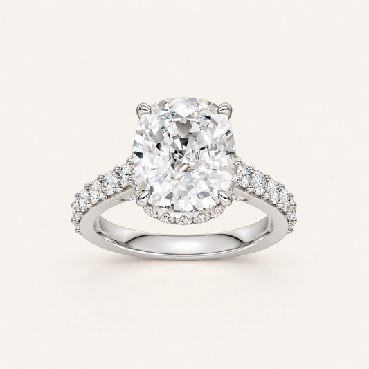 6.00CT Oval Cut Lab Grown Diamond Side Stone Ring