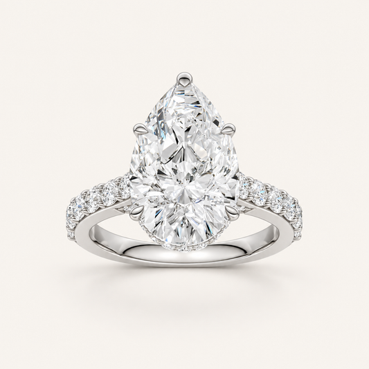6.00CT Pear Cut Lab Grown Diamond Side Stone Ring