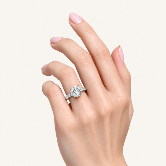 4.50CT Cushion Cut Lab Grown Diamond Side Stone Ring