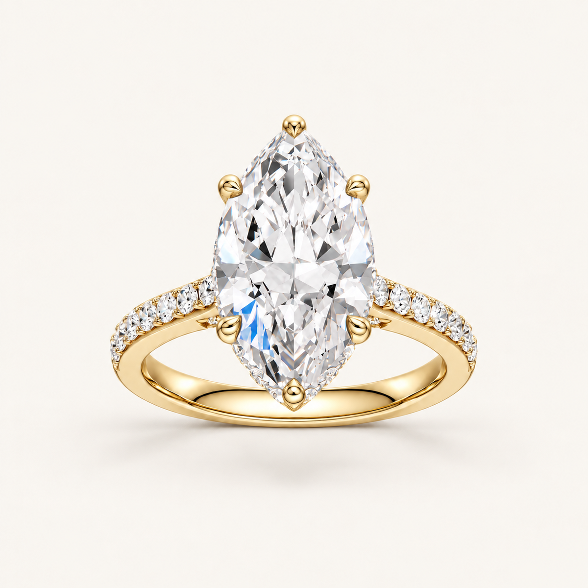 4.50CT Marquise Cut Lab Grown Diamond Hidden Halo Side Stone Ring