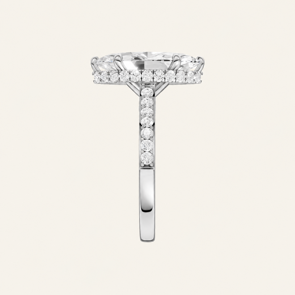 4.50CT Marquise Cut Lab Grown Diamond Hidden Halo Side Stone Ring