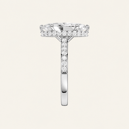 4.50CT Marquise Cut Lab Grown Diamond Hidden Halo Side Stone Ring