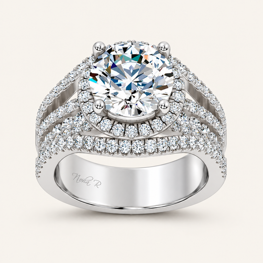4.50CT Round Cut Lab Grown Diamond Cluster Ring