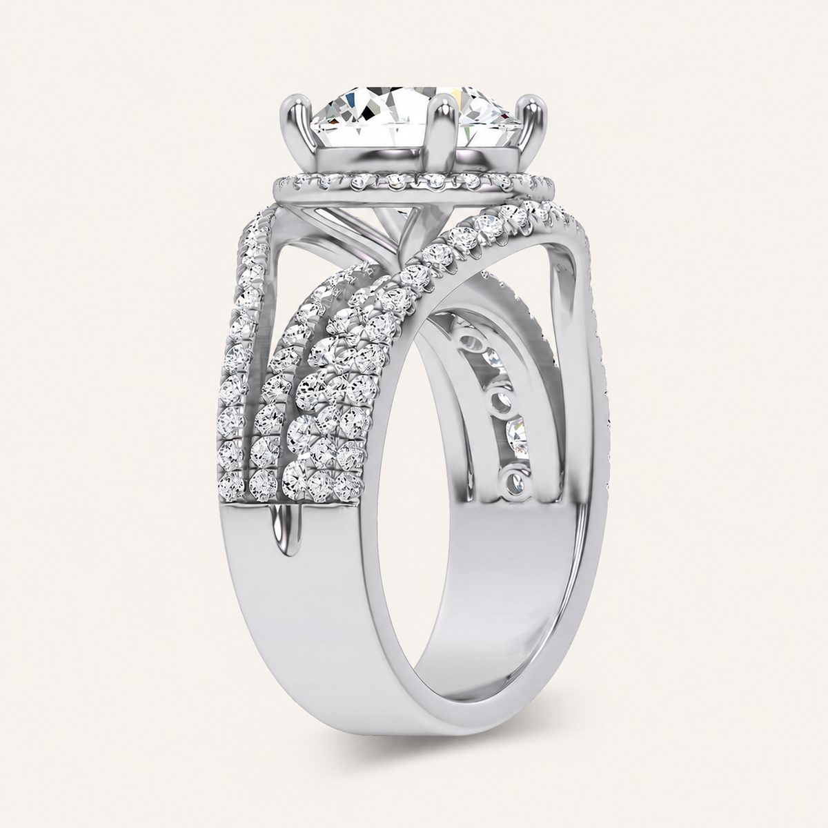 4.50CT Round Cut Lab Grown Diamond Cluster Ring