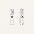 1CT Emerald Cut Lab Grown Diamond Paperclip Dangle Earrings
