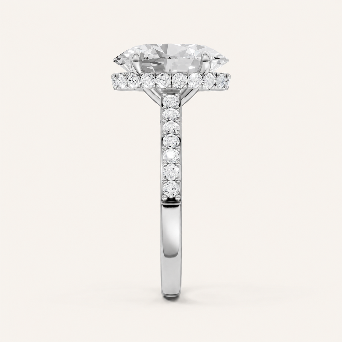 4.50CT Oval Cut Lab Grown Diamond Hidden Halo Side Stone Ring