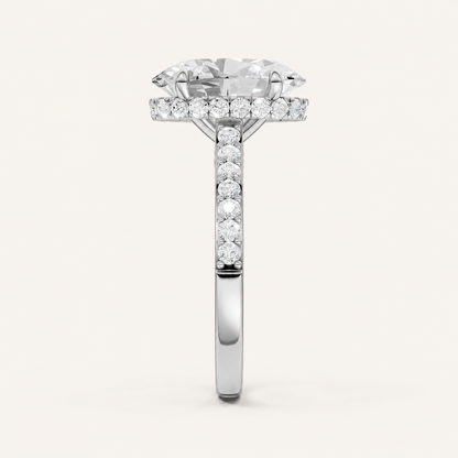 4.50CT Oval Cut Lab Grown Diamond Hidden Halo Side Stone Ring