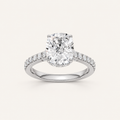 3.50CT Cushion Cut Lab Grown Diamond Hidden Halo Side Stone Ring