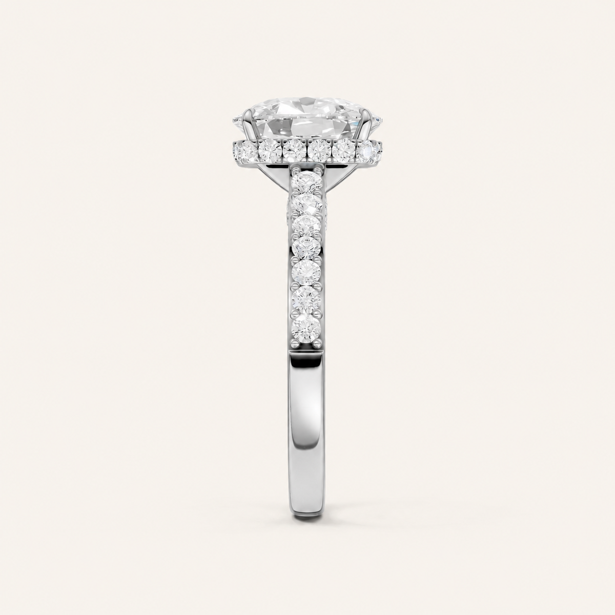 3.50CT Cushion Cut Lab Grown Diamond Hidden Halo Side Stone Ring