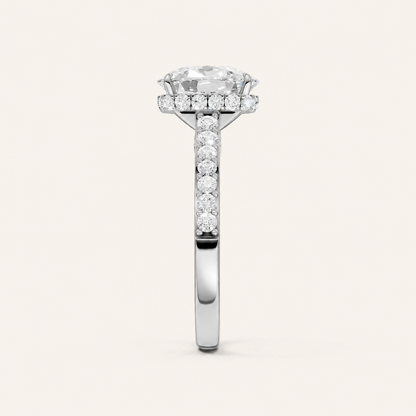 3.50CT Cushion Cut Lab Grown Diamond Hidden Halo Side Stone Ring