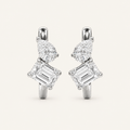3CT Emerald Cut Lab Grown Diamond Toi Et Moi Huggie Earrings