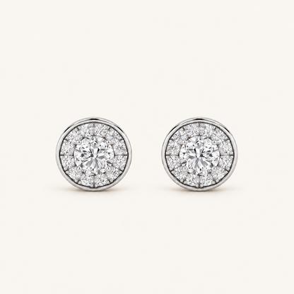 2CT Round Cut Lab Grown Diamond Halo Stud Earrings