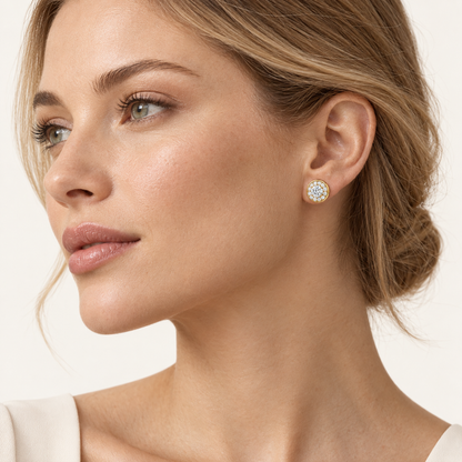 2CT Round Cut Lab Grown Diamond Halo Stud Earrings