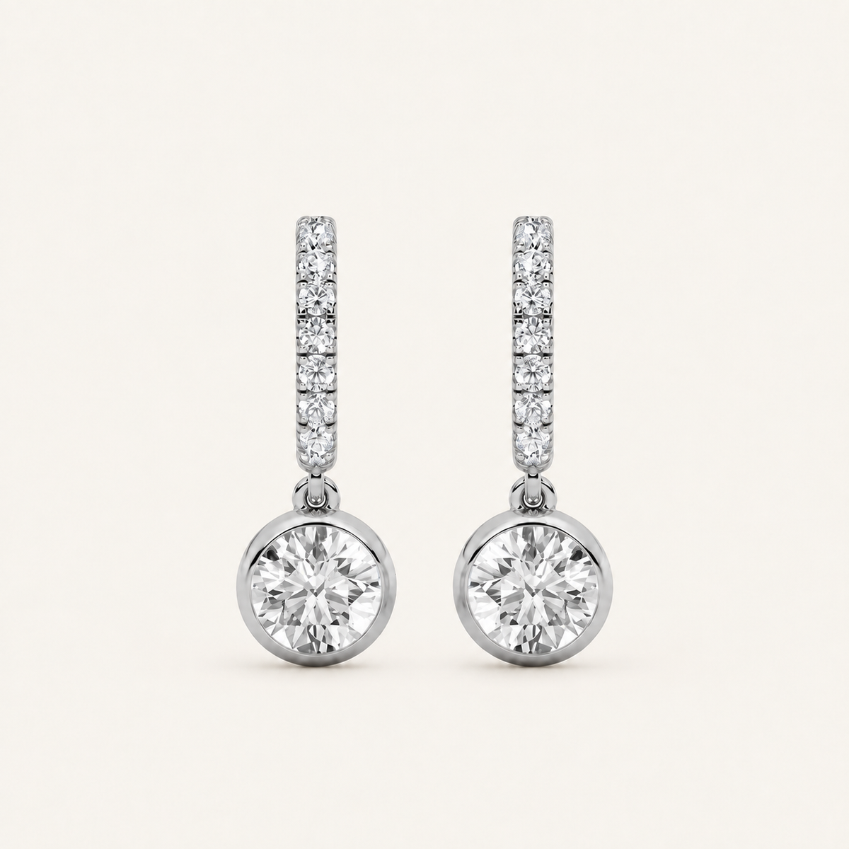 2CT Round Cut Lab Grown Diamond Dangle Earrings