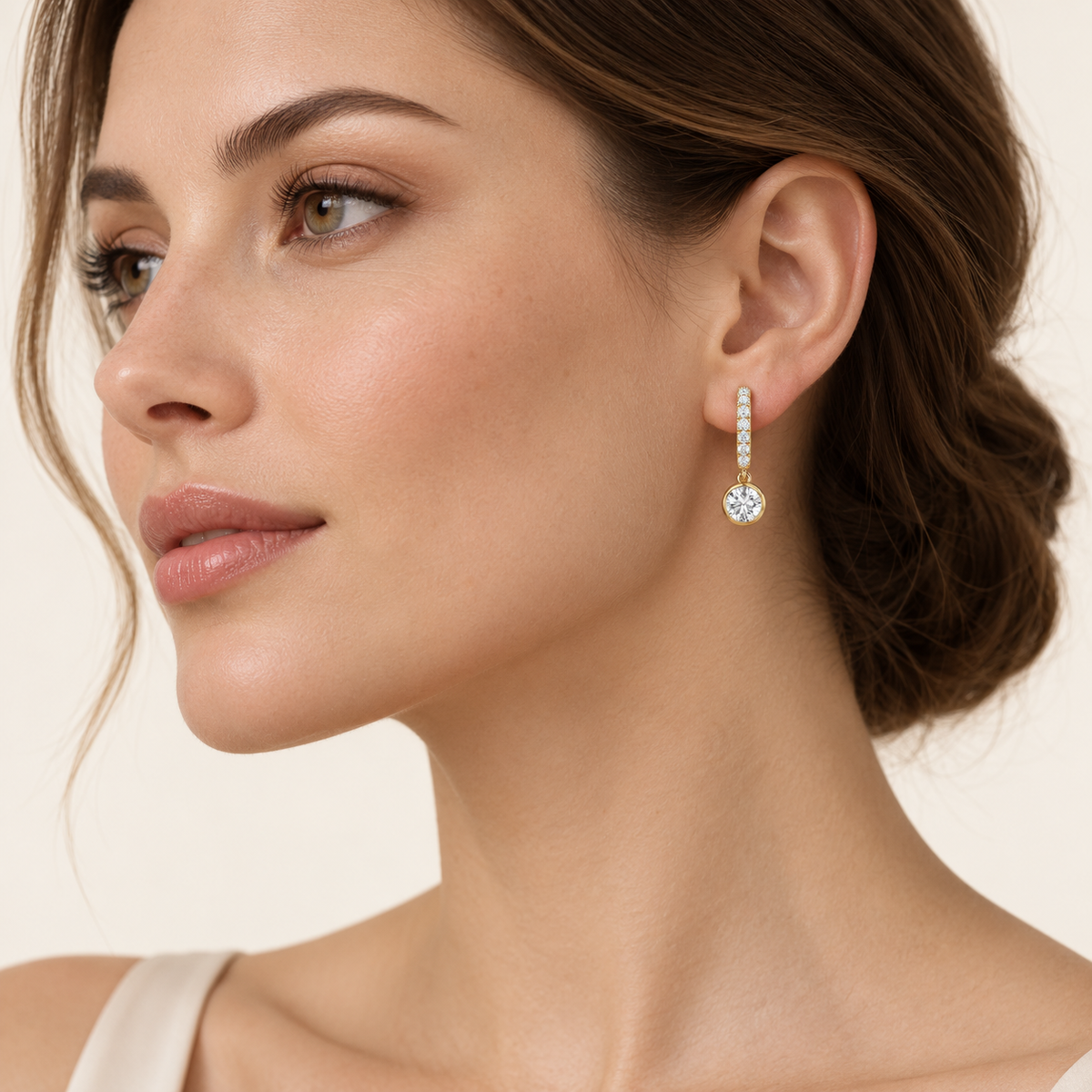2CT Round Cut Lab Grown Diamond Dangle Earrings