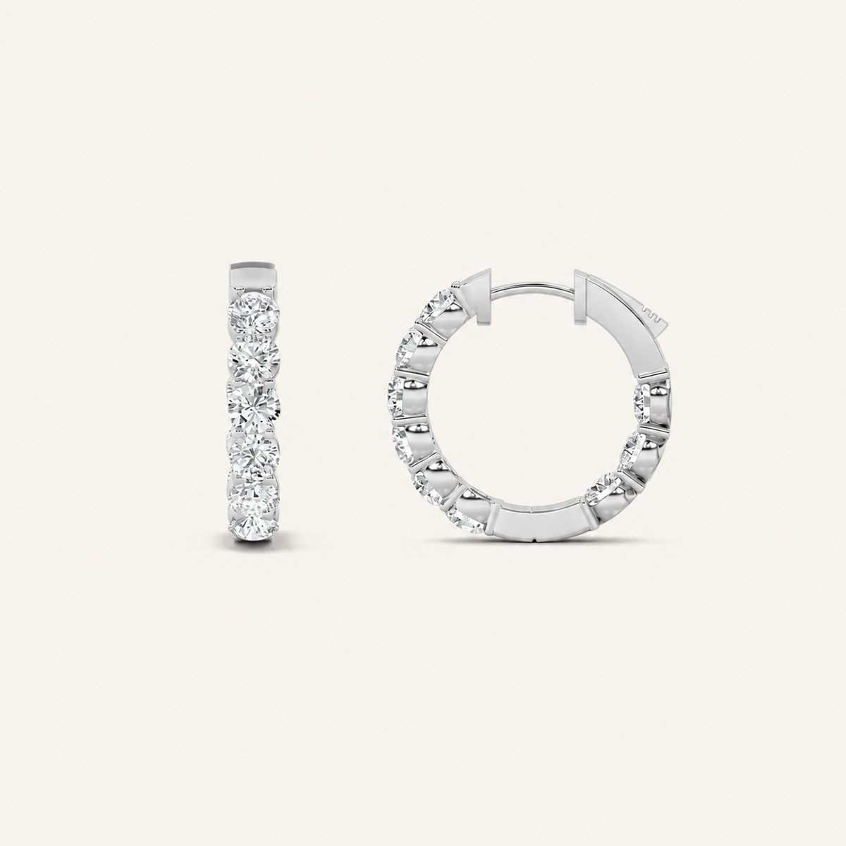 5CT Round Cut Lab Grown Diamond Inside Out Hoop Earrings