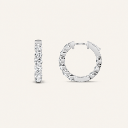 5CT Round Cut Lab Grown Diamond Inside Out Hoop Earrings