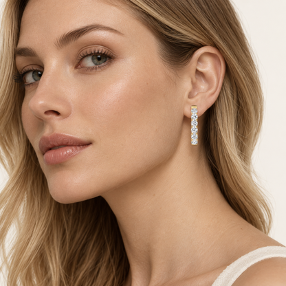 5CT Round Cut Lab Grown Diamond Inside Out Hoop Earrings