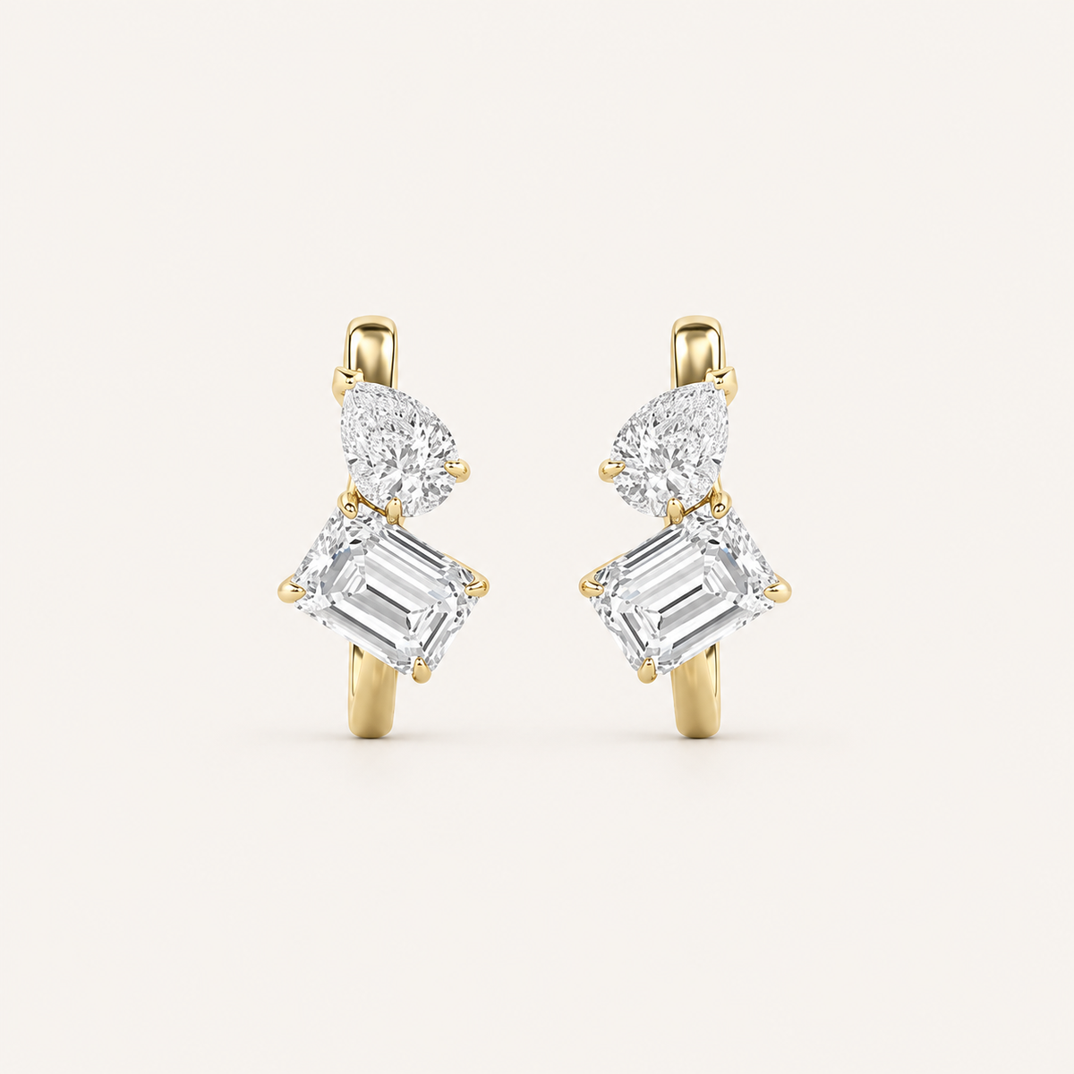 3CT Mixed Cut Lab Grown Diamond Toi Et Moi Fashion Earrings