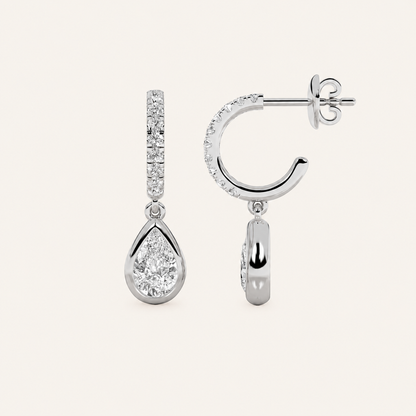 2CT Pear Cut Lab Grown Diamond Dangle Earrings