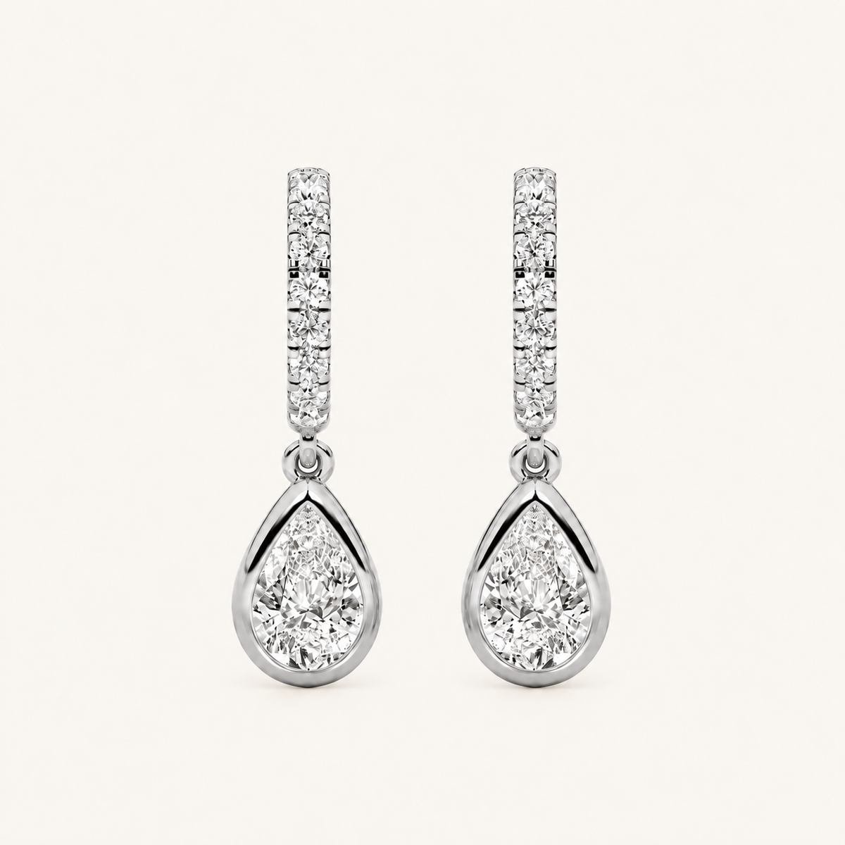 2CT Pear Cut Lab Grown Diamond Dangle Earrings