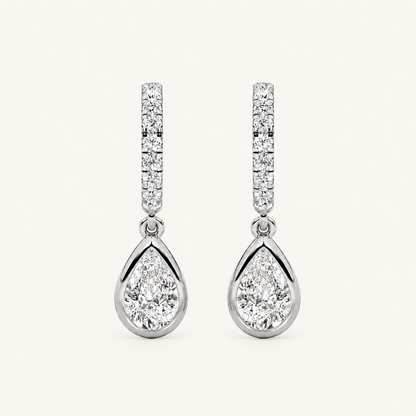 2CT Pear Cut Lab Grown Diamond Dangle Earrings