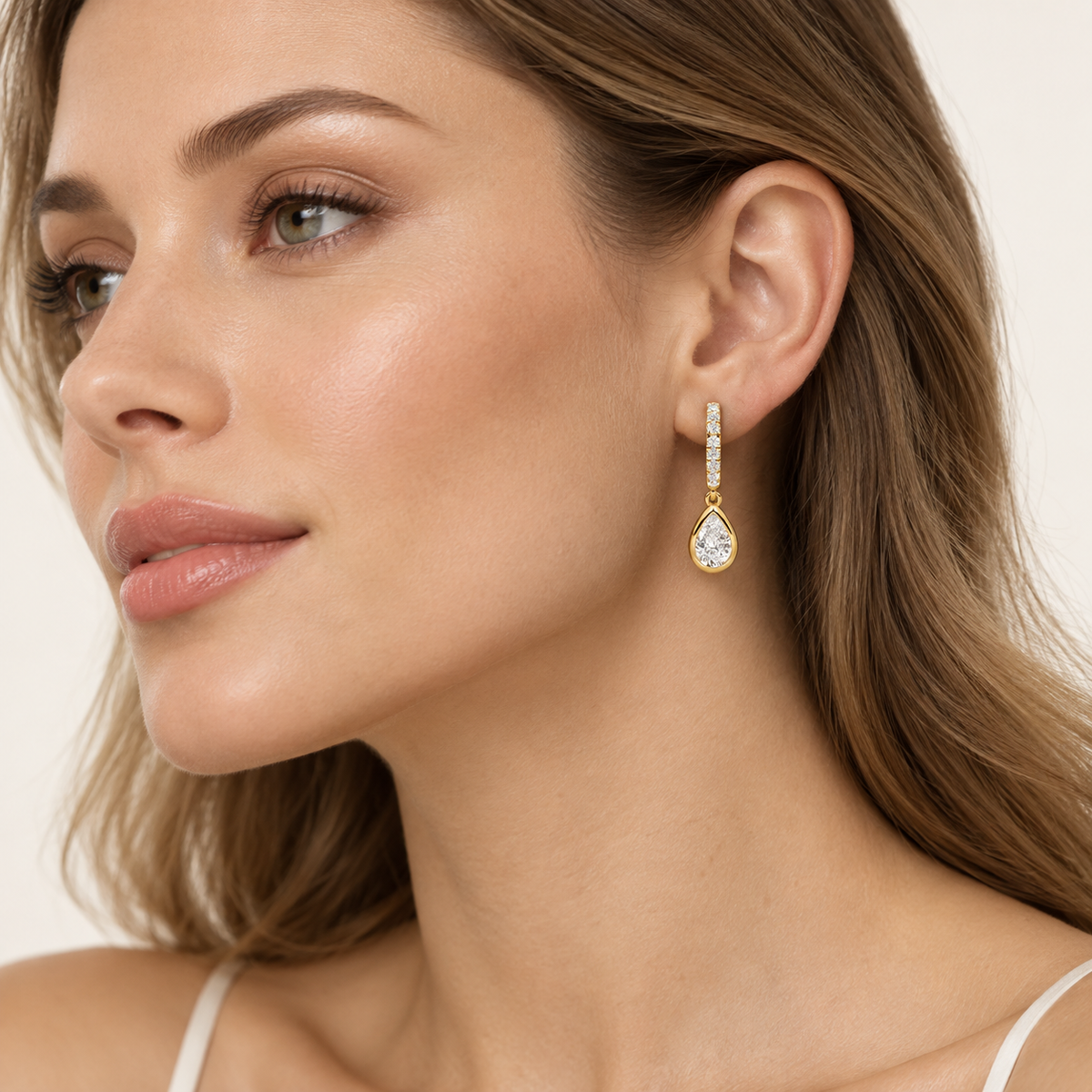 2CT Pear Cut Lab Grown Diamond Dangle Earrings