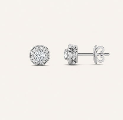 1CT Round Cut Lab Grown Diamond Halo Stud Earrings