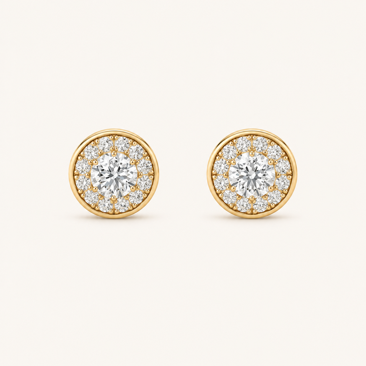 1CT Round Cut Lab Grown Diamond Halo Stud Earrings