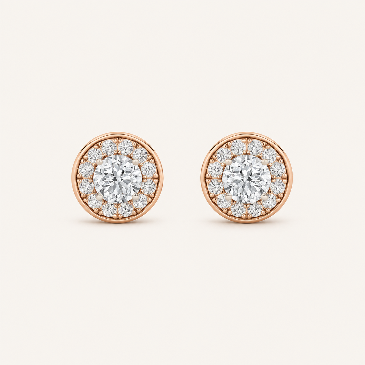 1CT Round Cut Lab Grown Diamond Halo Stud Earrings