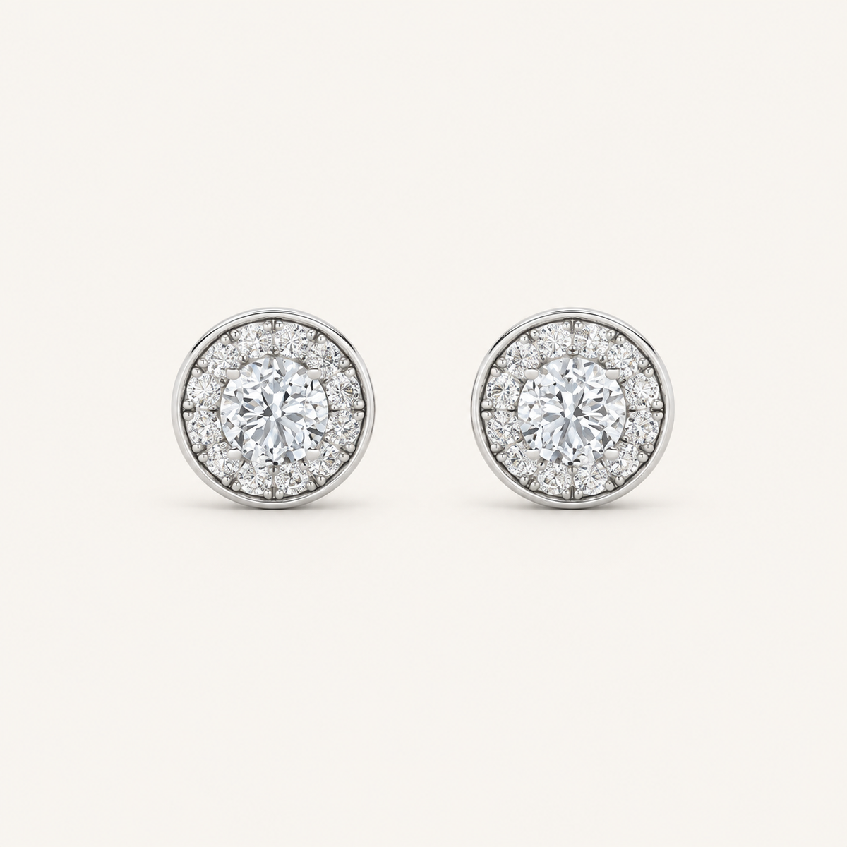 1CT Round Cut Lab Grown Diamond Halo Stud Earrings