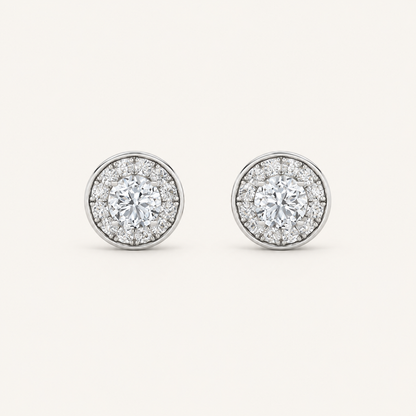 1CT Round Cut Lab Grown Diamond Halo Stud Earrings