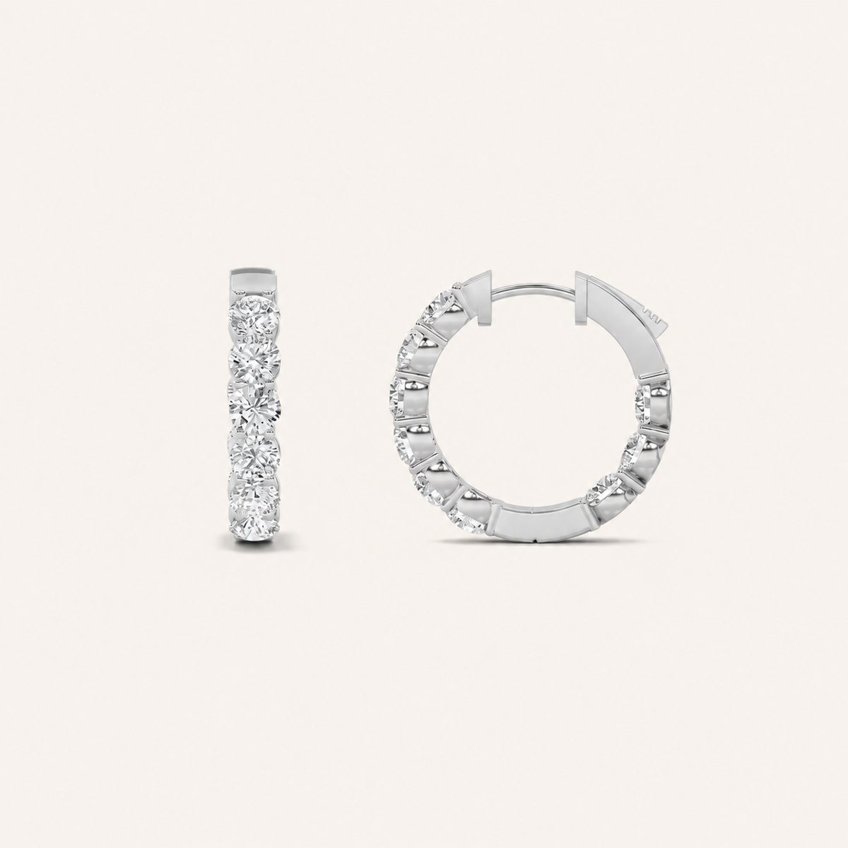 3CT Round Cut Lab Grown Diamond Inside Out Hoop Earrings