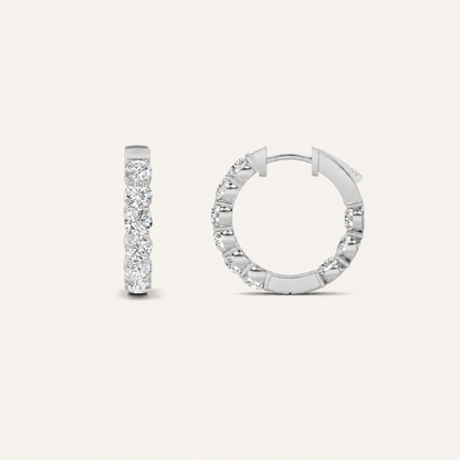 3CT Round Cut Lab Grown Diamond Inside Out Hoop Earrings