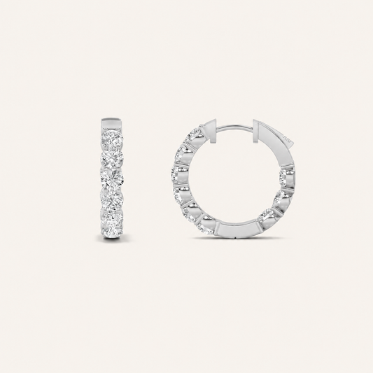 3CT Round Cut Lab Grown Diamond Inside Out Hoop Earrings