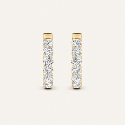 3CT Round Cut Lab Grown Diamond Inside Out Hoop Earrings