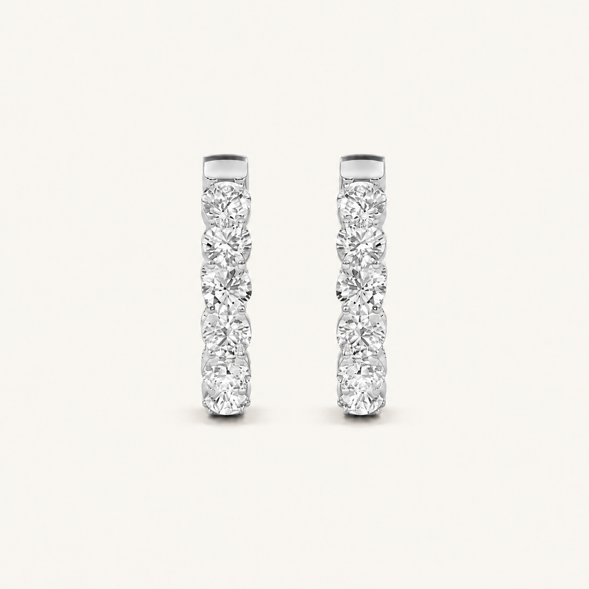 3CT Round Cut Lab Grown Diamond Inside Out Hoop Earrings