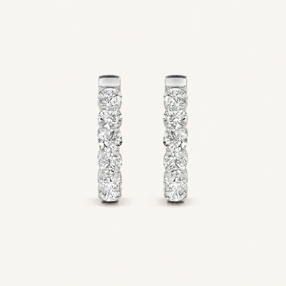3CT Round Cut Lab Grown Diamond Inside Out Hoop Earrings